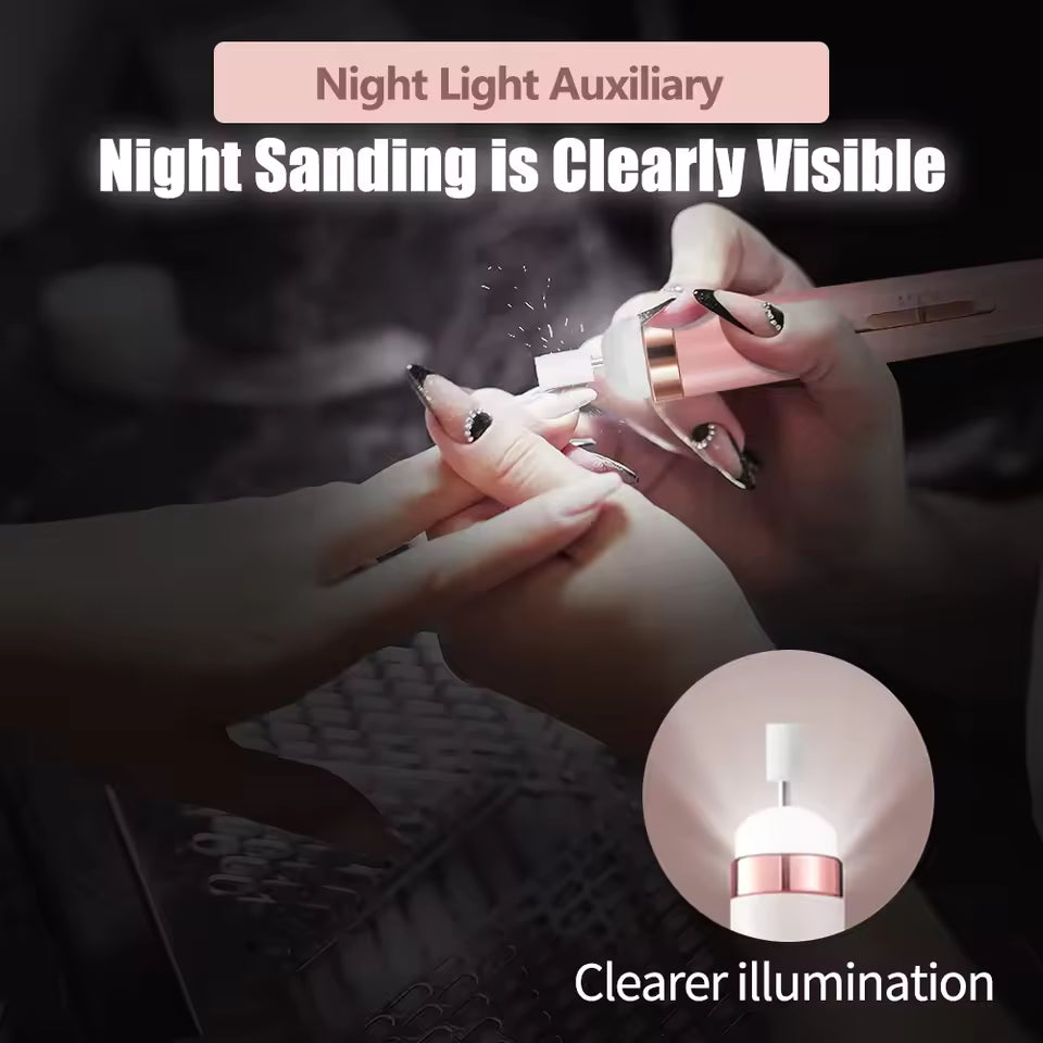 مجموعة مبرد الأظافر الكهربائي المحمول - جهاز تجميل وتنعيم الأظافر بالـ USB مع رؤوس متنوعة